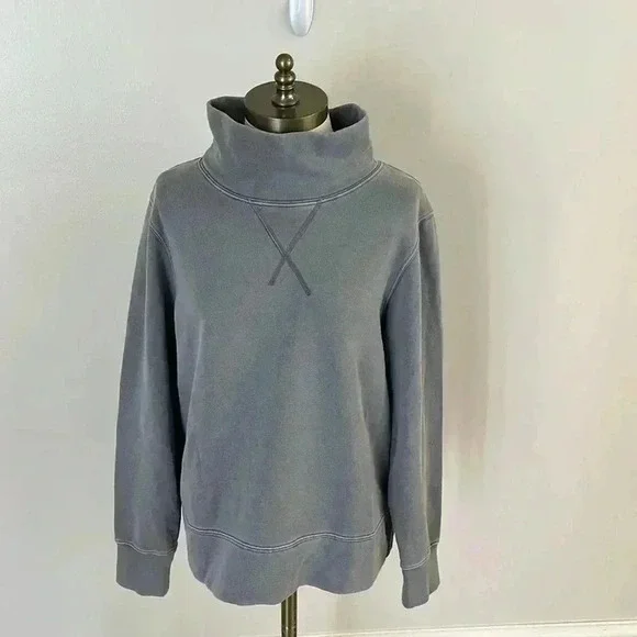 Madewell garment dyed funnel neck grey sweatshirt F9722 size M - Picture 2 of 10
